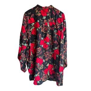 Katy D. Kathryn Deene Women's Vintage 80s Blouse Hawaiian Long Sleeve Size 18/20